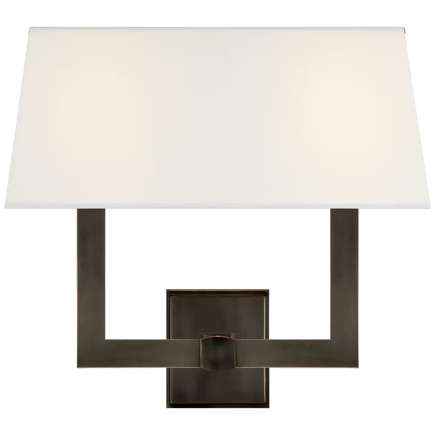 Square Tube Double Sconce with Linen Single Shade