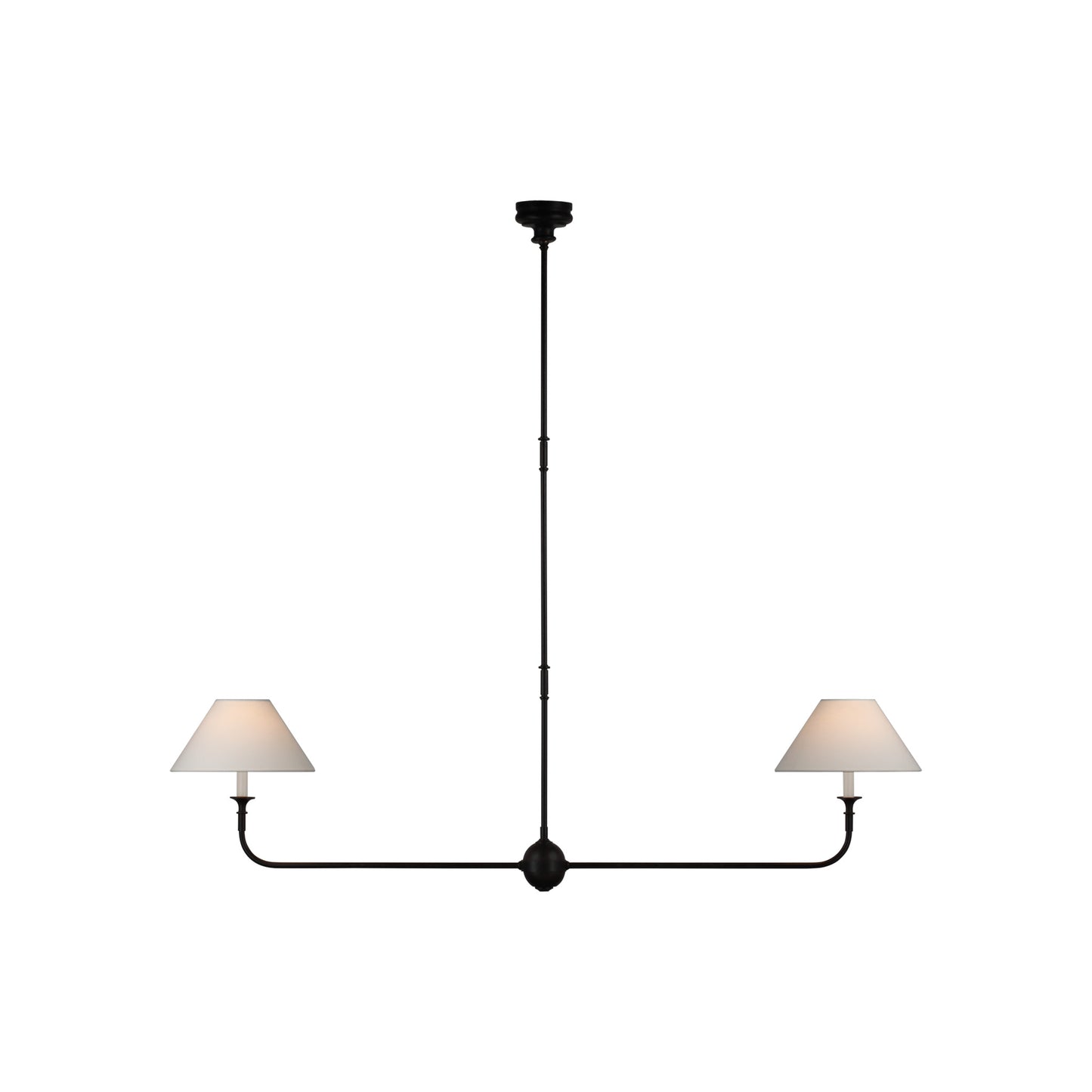 Piaf Large Two Light Linear Pendant with Linen Shades