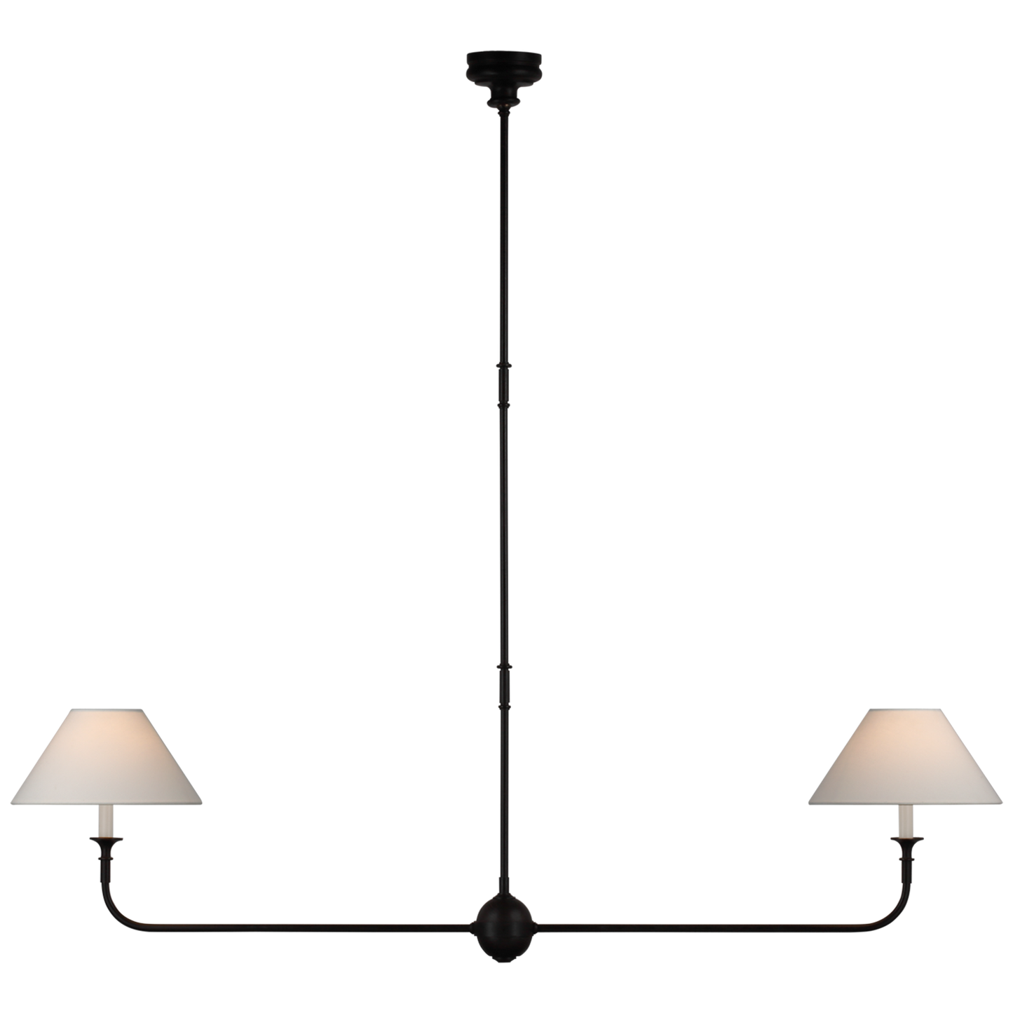 Piaf Large Two Light Linear Pendant with Linen Shades