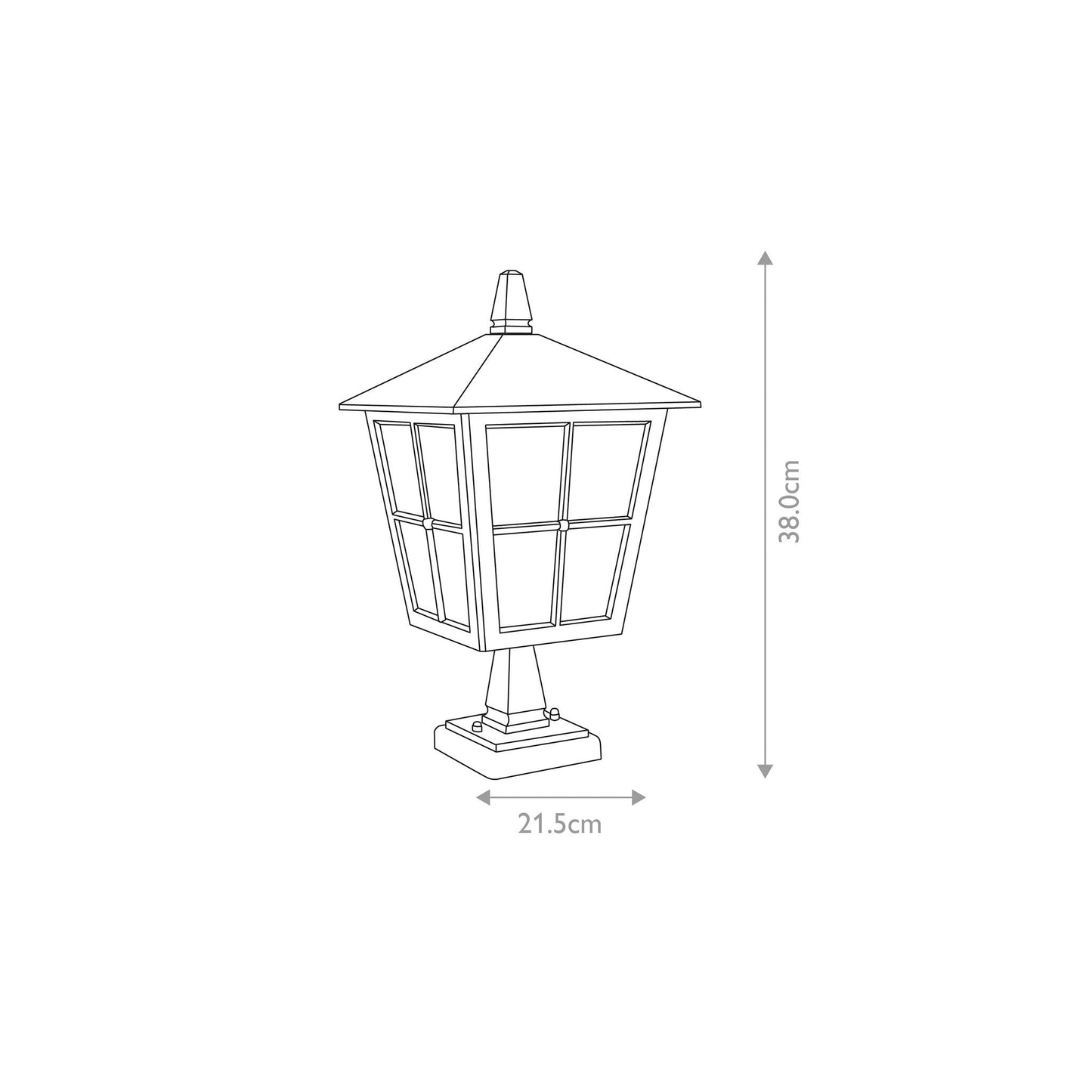 Canterbury 1-Light Pedestal Lantern in Black