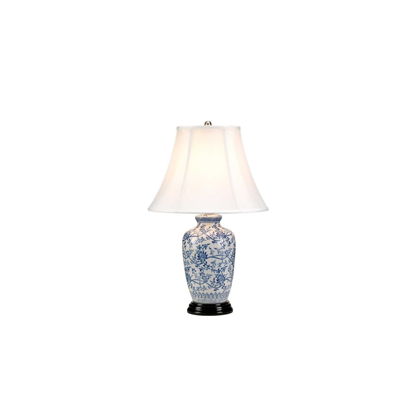 Blue Ginger Jar 1-Light Table Lamp in Blue with White Shade