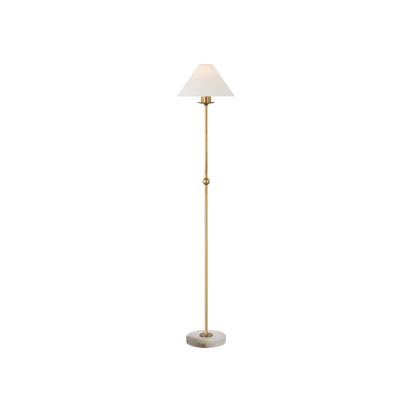 Caspian Medium Floor Lamp in Antique-Burnished Brass and Alabaster