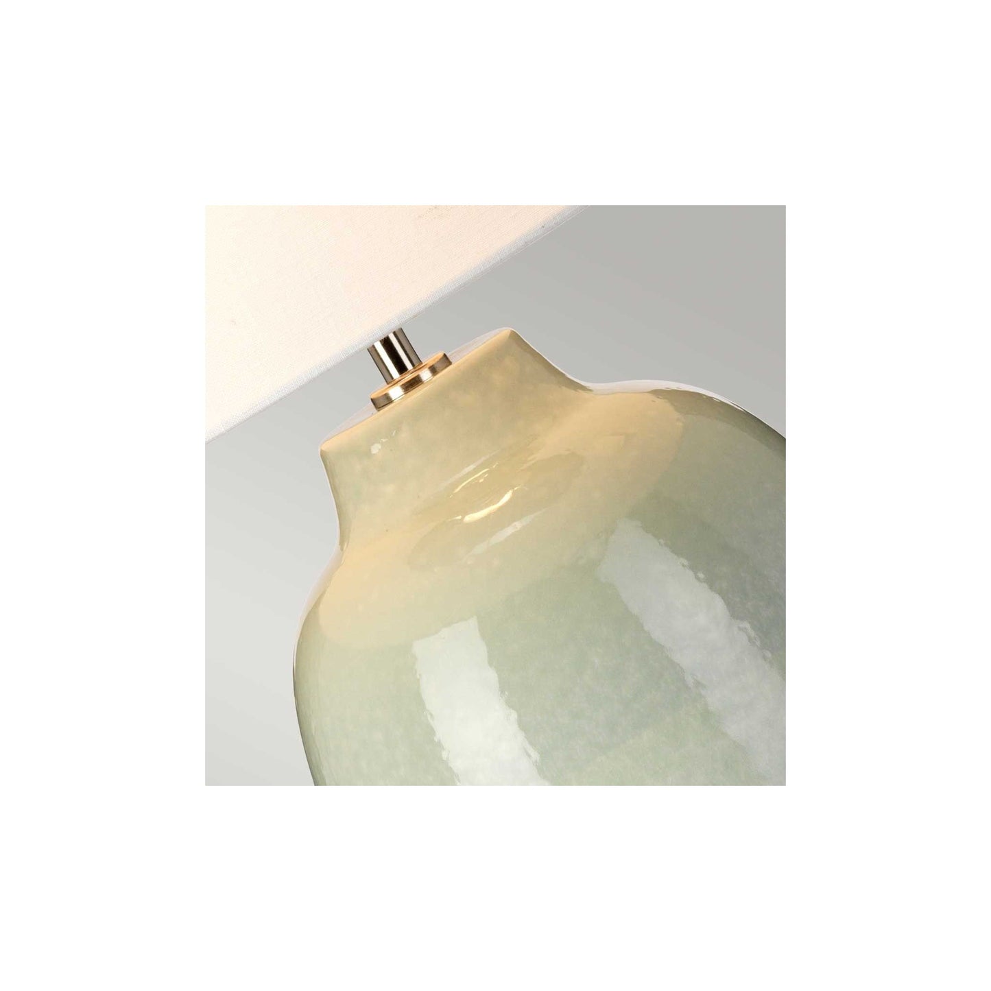 Chelsfield 1-Light Table Lamp in Pale Green and White with White Shade