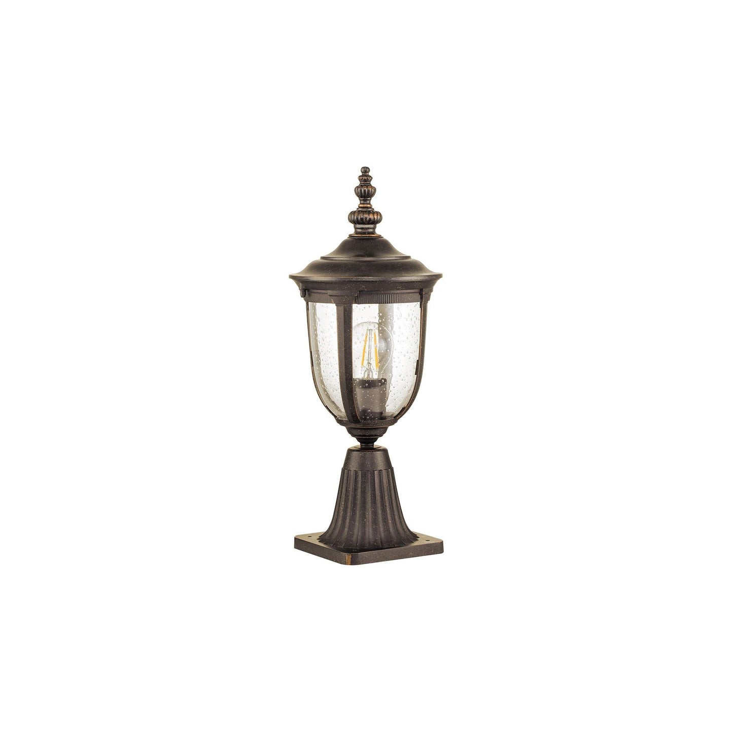 Cleveland 1-Light Small Pedestal Lantern in Weathered Bronze