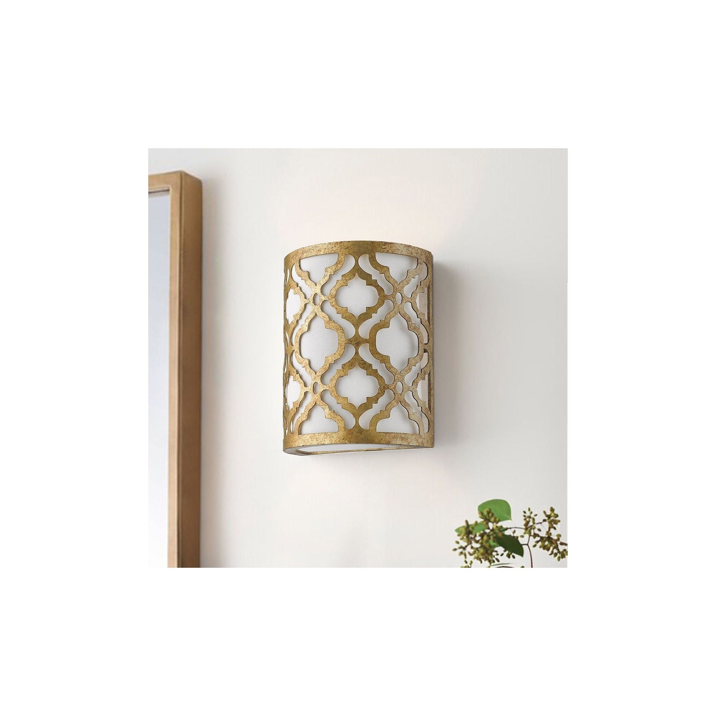 Arabella 1-Light Wall Light in Distressed Gold with Ivory Shade