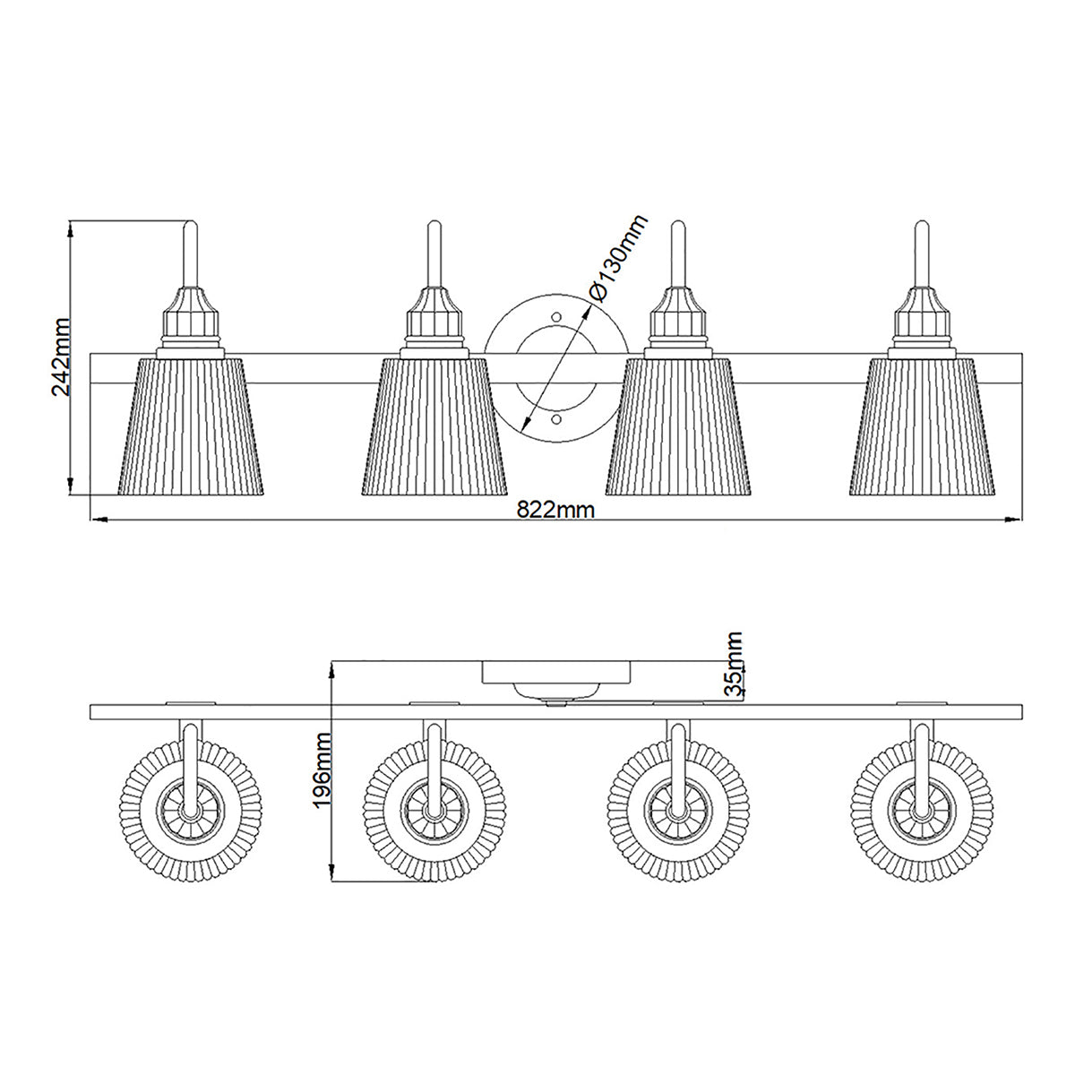 Quintiesse Addison Four-Light Bathroom Wall Light