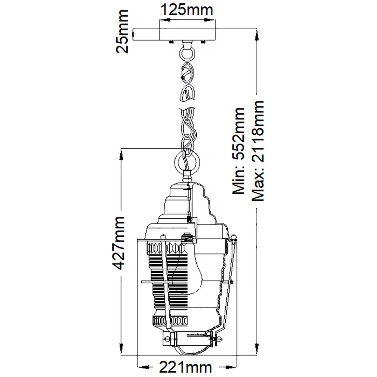 Chance Harbor 1-Light Chain Lantern
