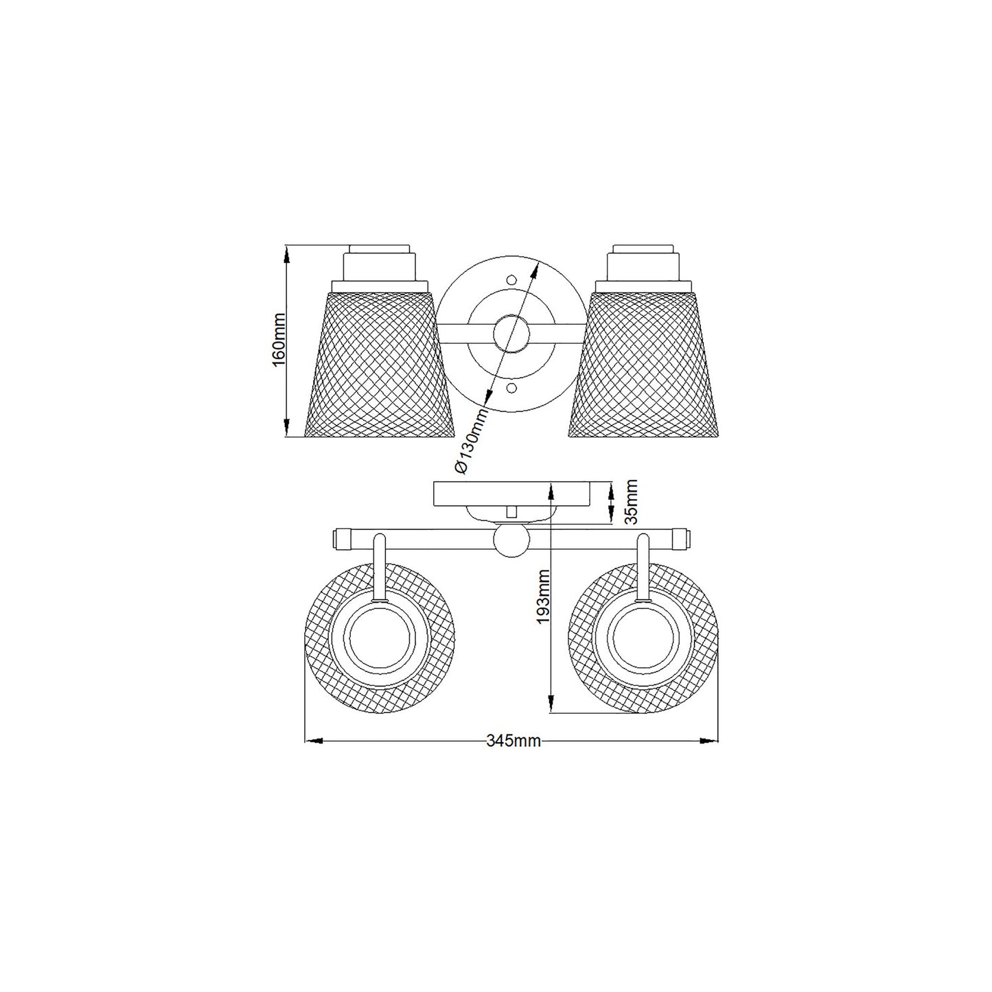 Hudson 2-Light Wall Light in Polished Chrome