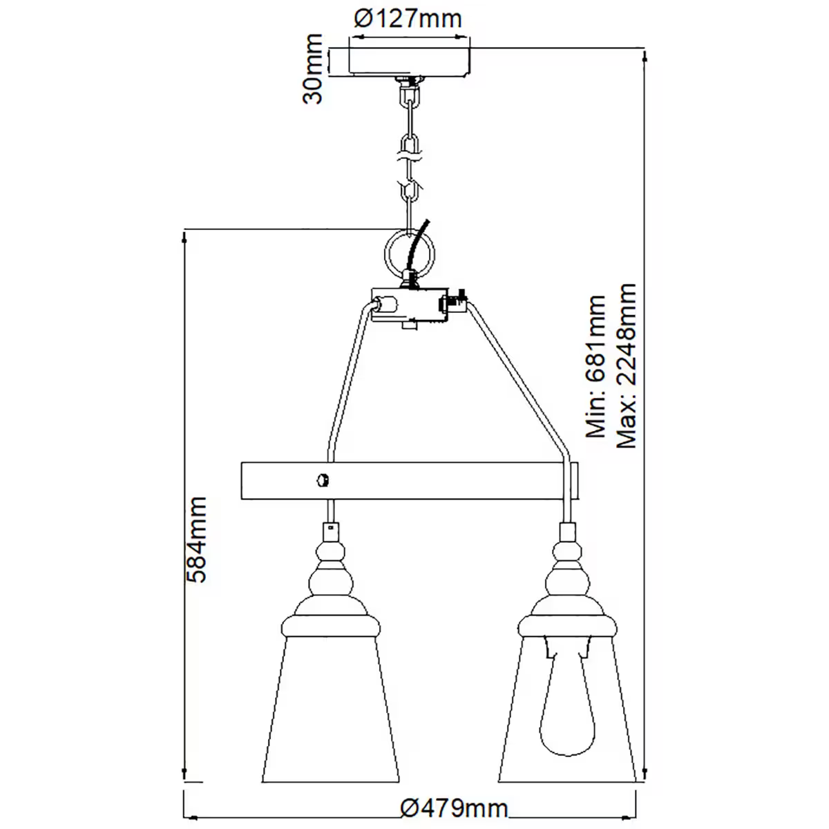 Loras 3-Light Pendant Chandelier