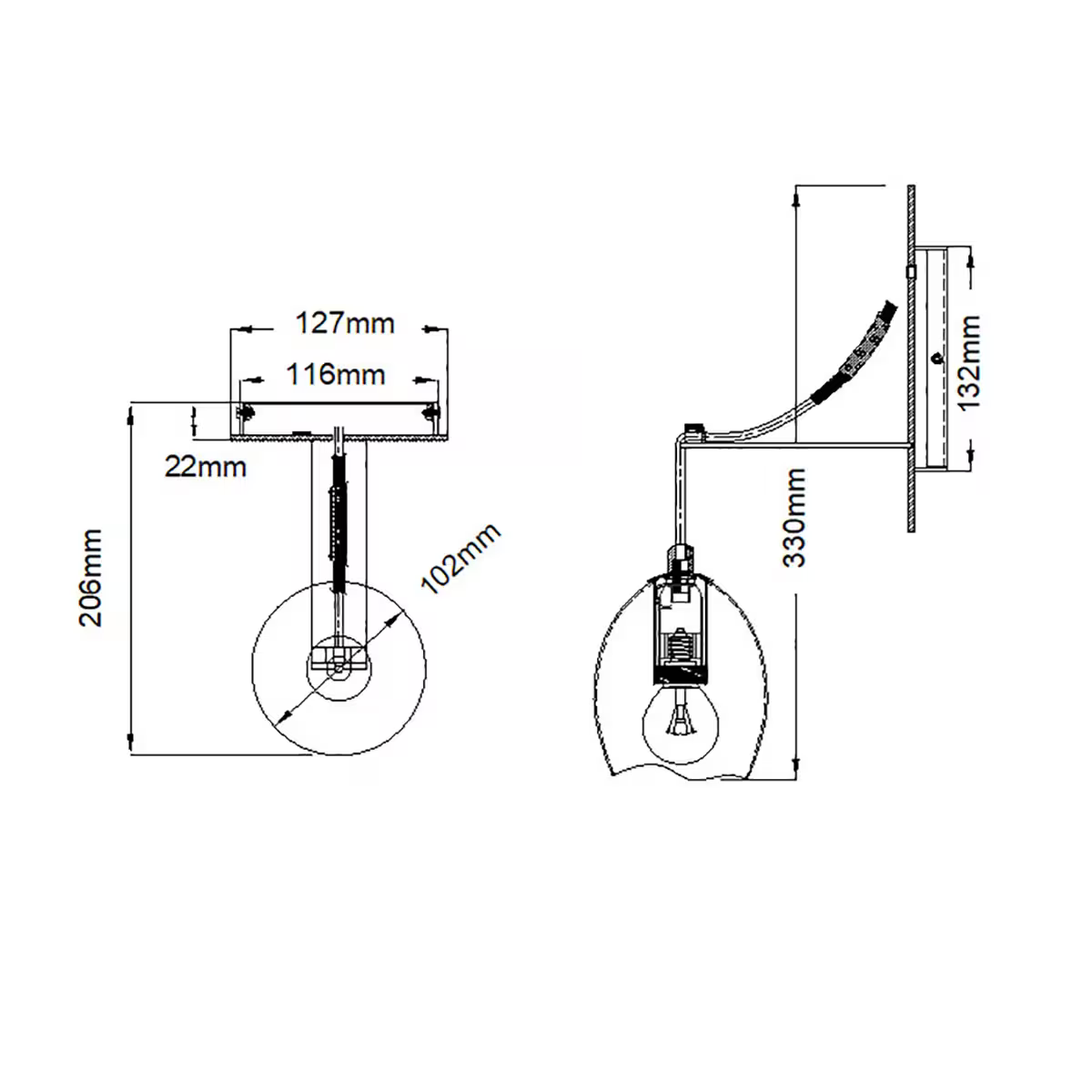 Nula 1-Light Wall Light