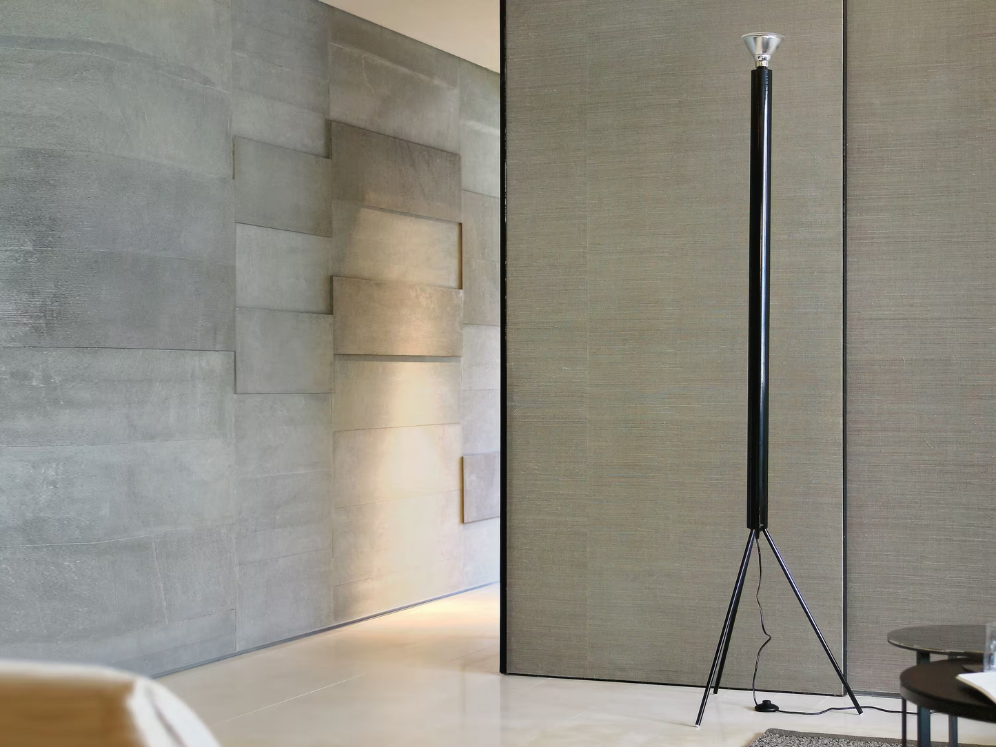 Luminator Anthracite Floor Lamp with Three Galvanized Metal Legs