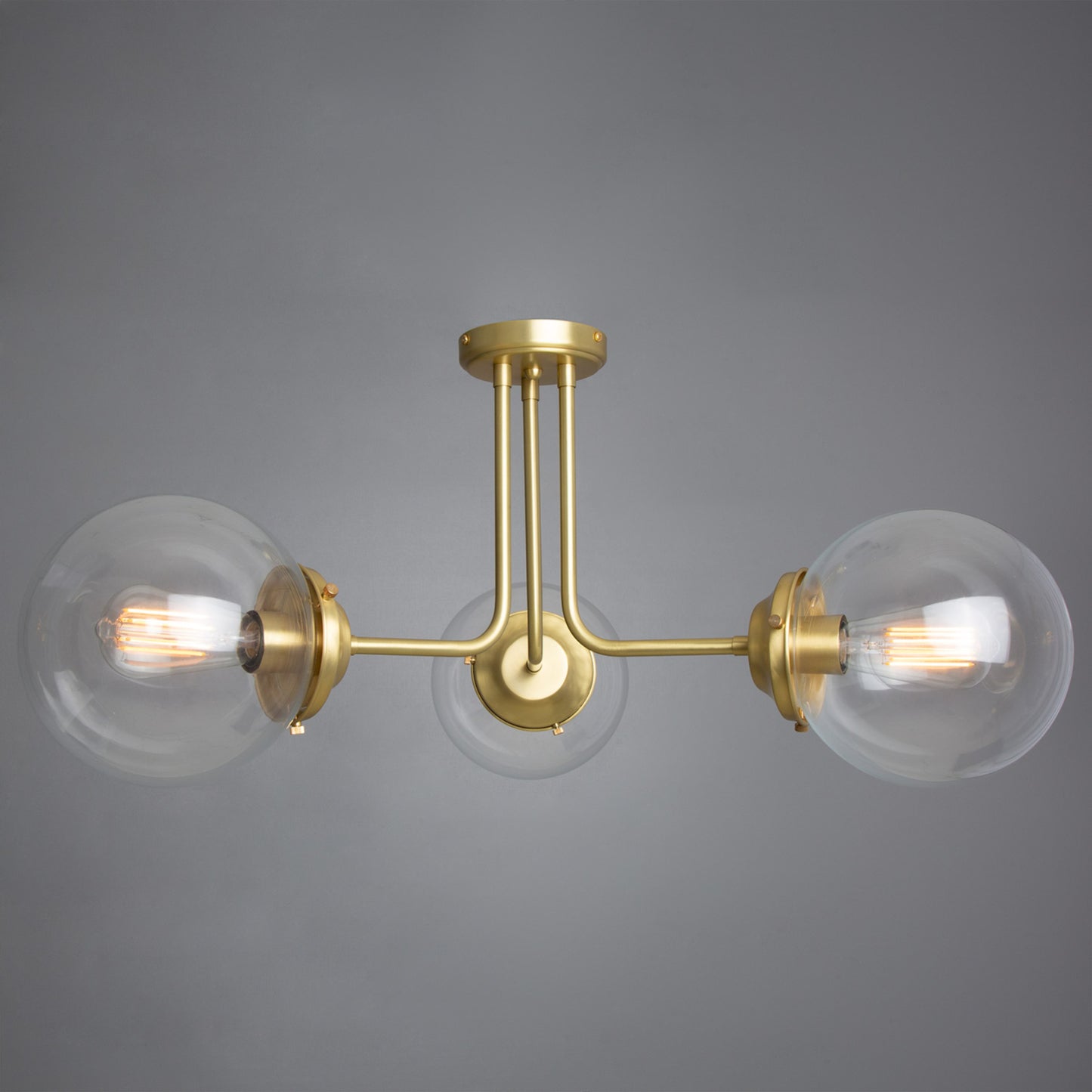 Hayes 3-Arm Flush Glass Globe Chandelier