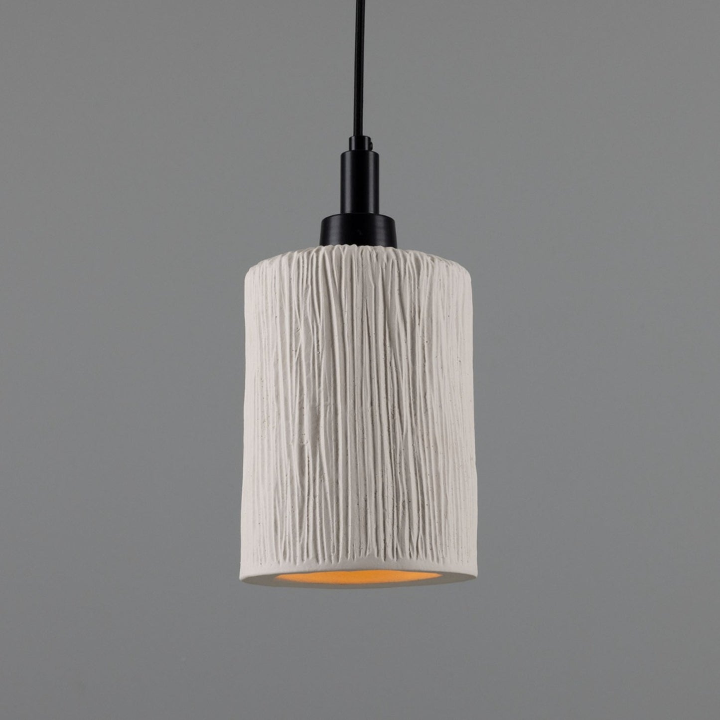 Senna Organic Ceramic Cylinder Bathroom Pendant with White Striped Shade