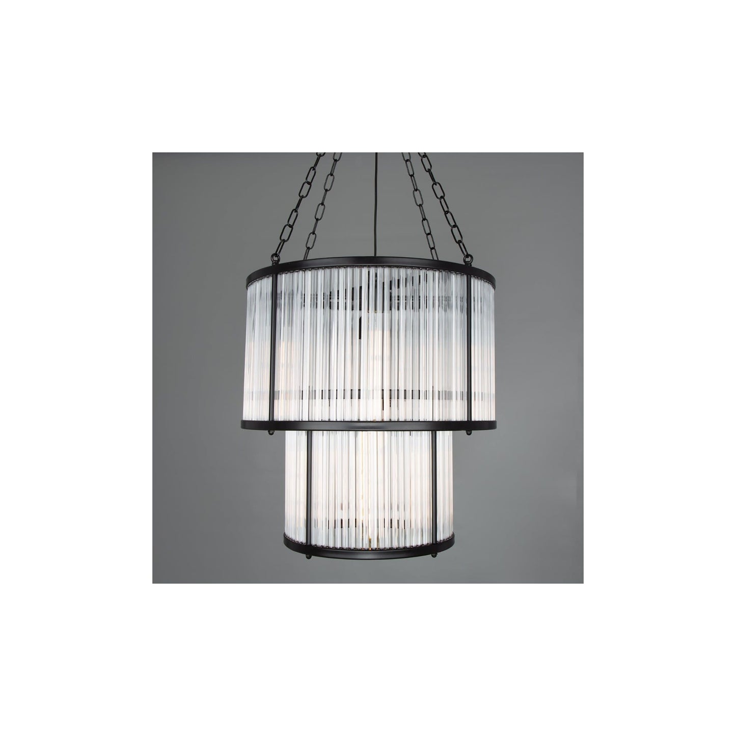 Caledon Two-Tier Pendant in Matt Black with Glass Rods