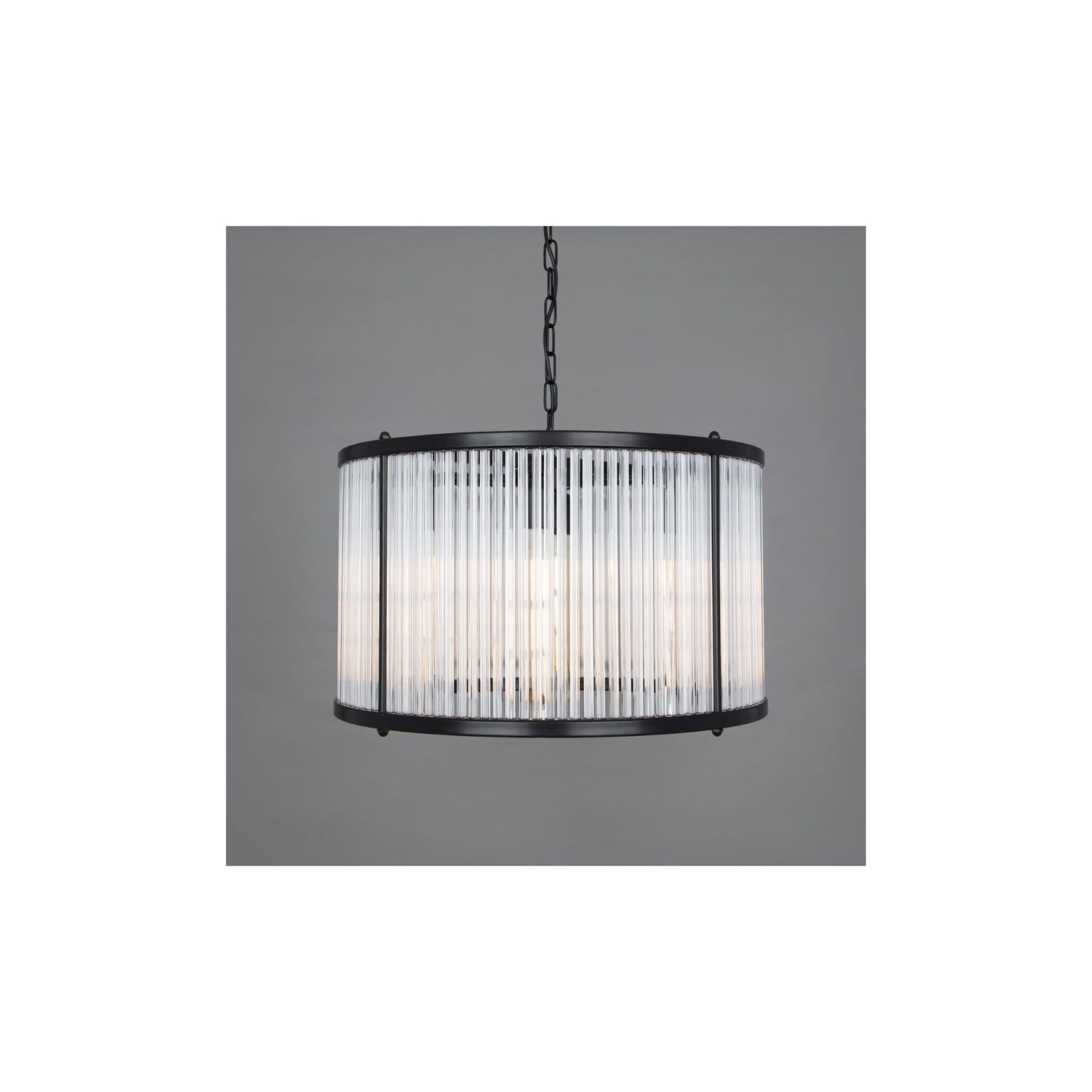Caledon Grand Pendant in Matt Black with Glass Rods
