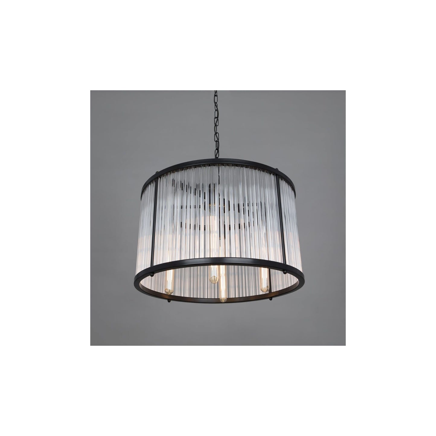 Caledon Grand Pendant in Matt Black with Glass Rods
