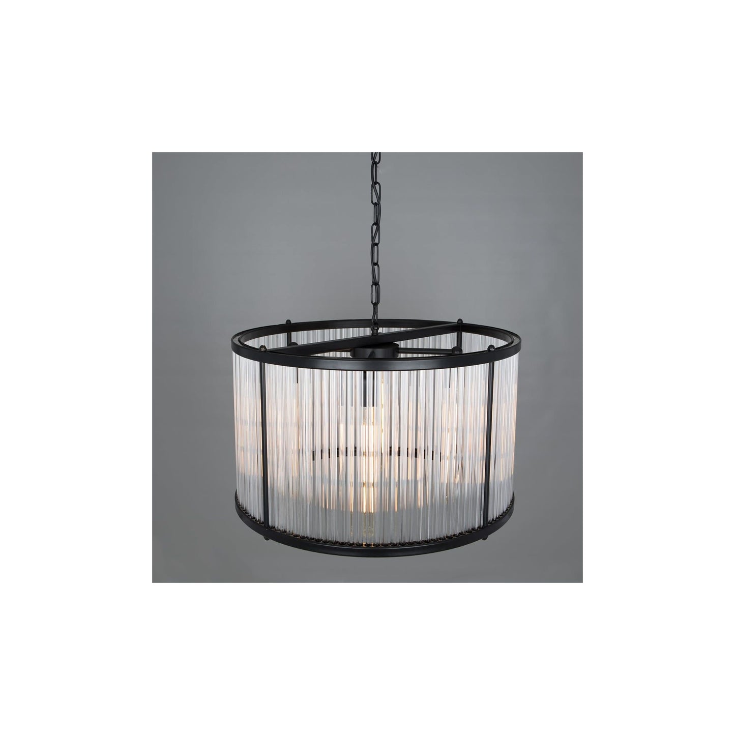 Caledon Grand Pendant in Matt Black with Glass Rods