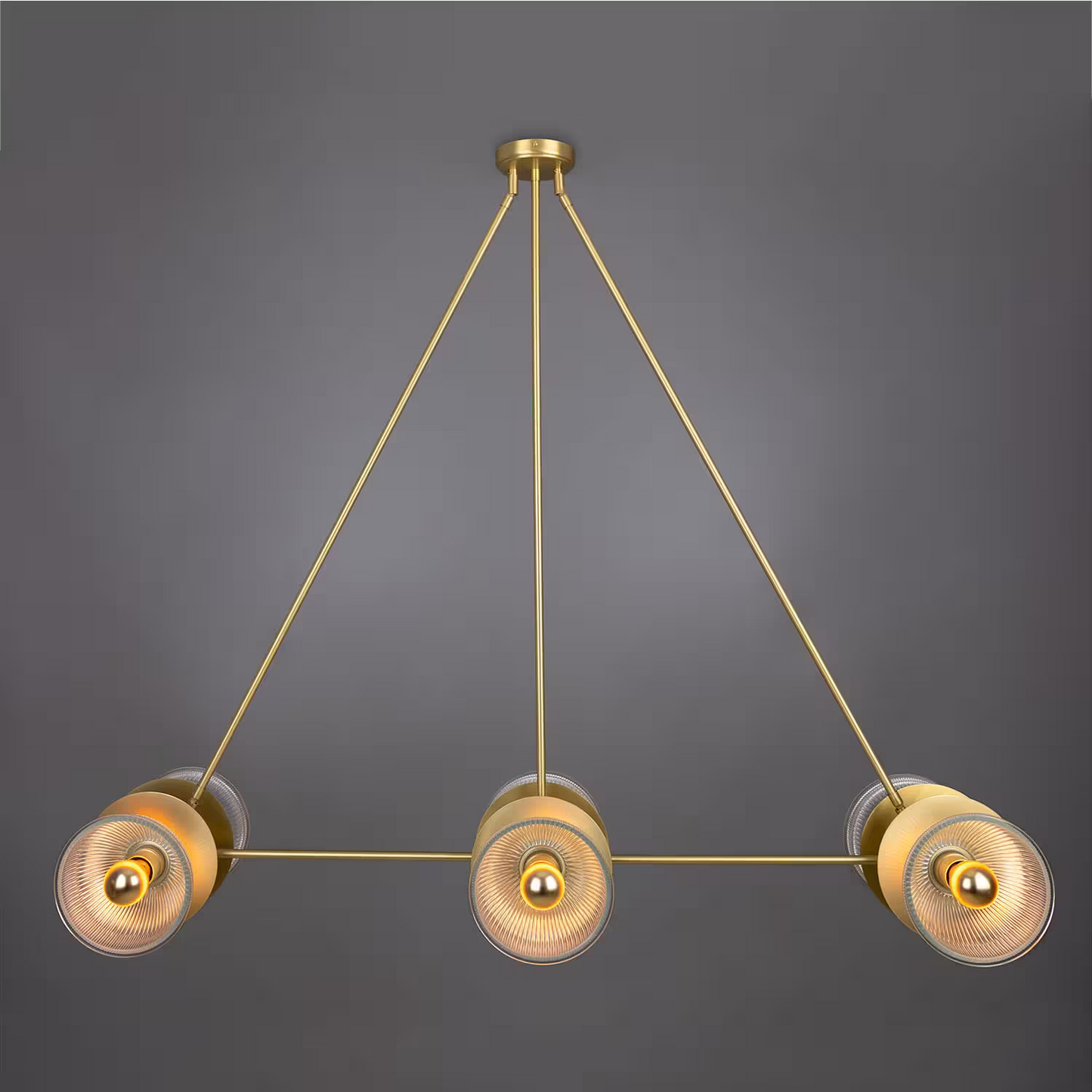 Eclipse Brass and Holophane Glass Dish Pendant
