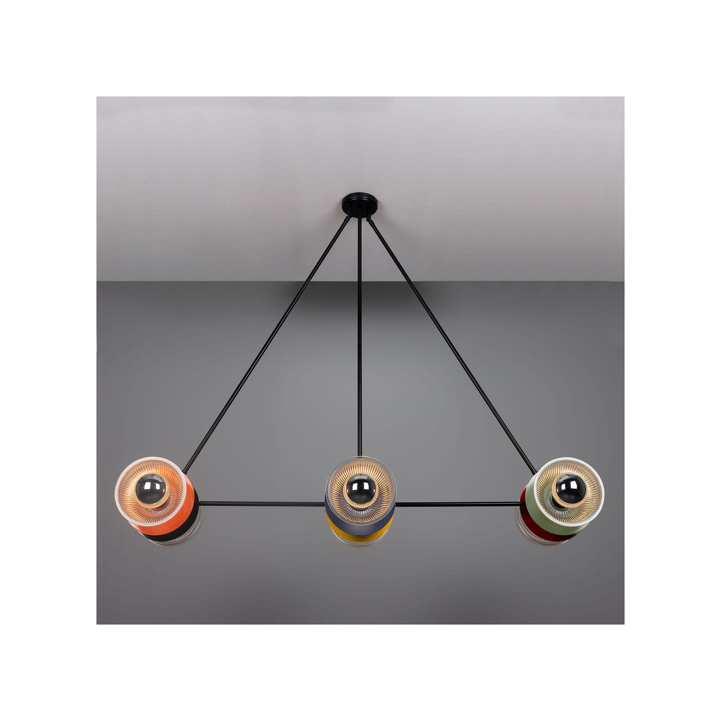 Eclipse Multicoloured Holophane Glass Dish Pendant