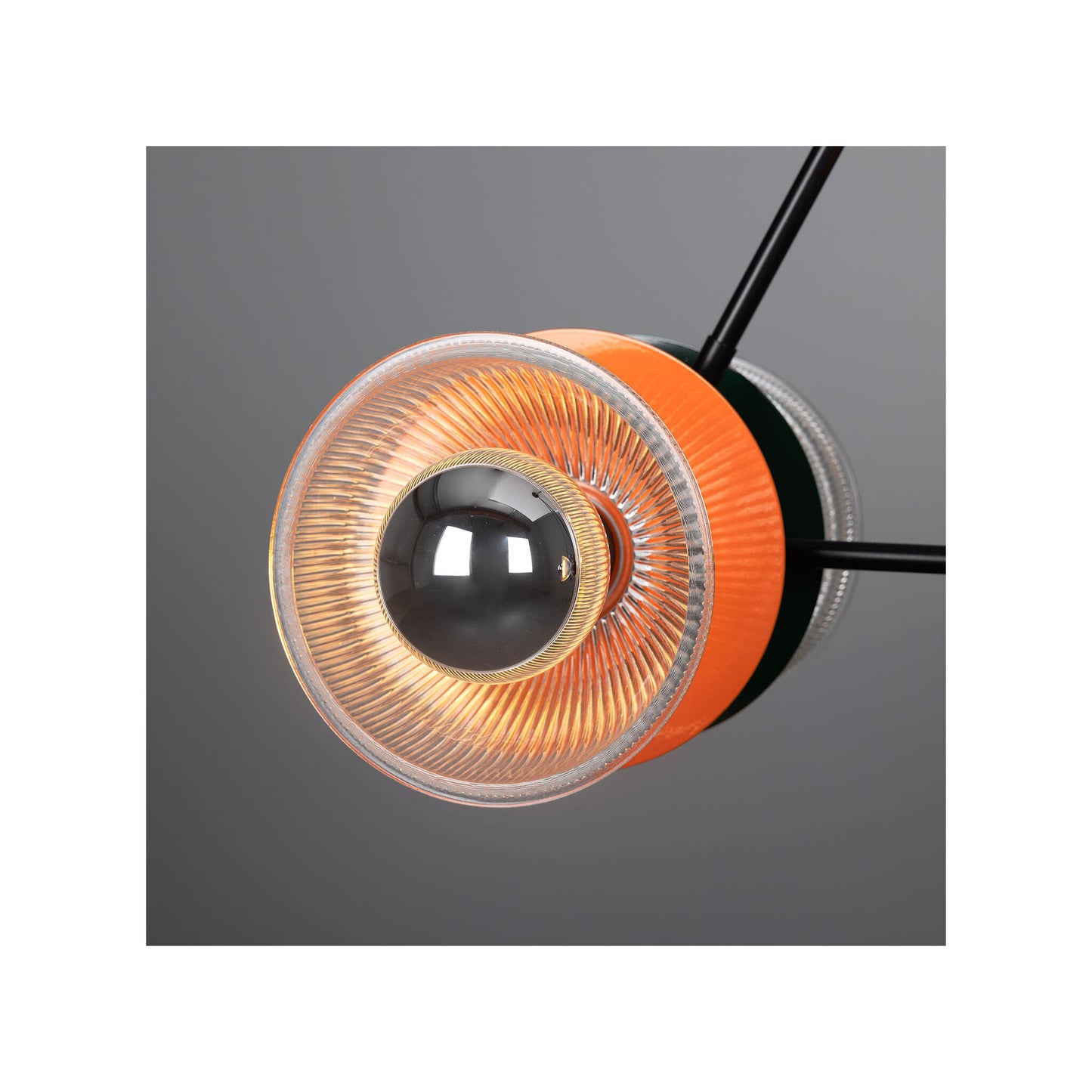 Eclipse Multicoloured Holophane Glass Dish Pendant
