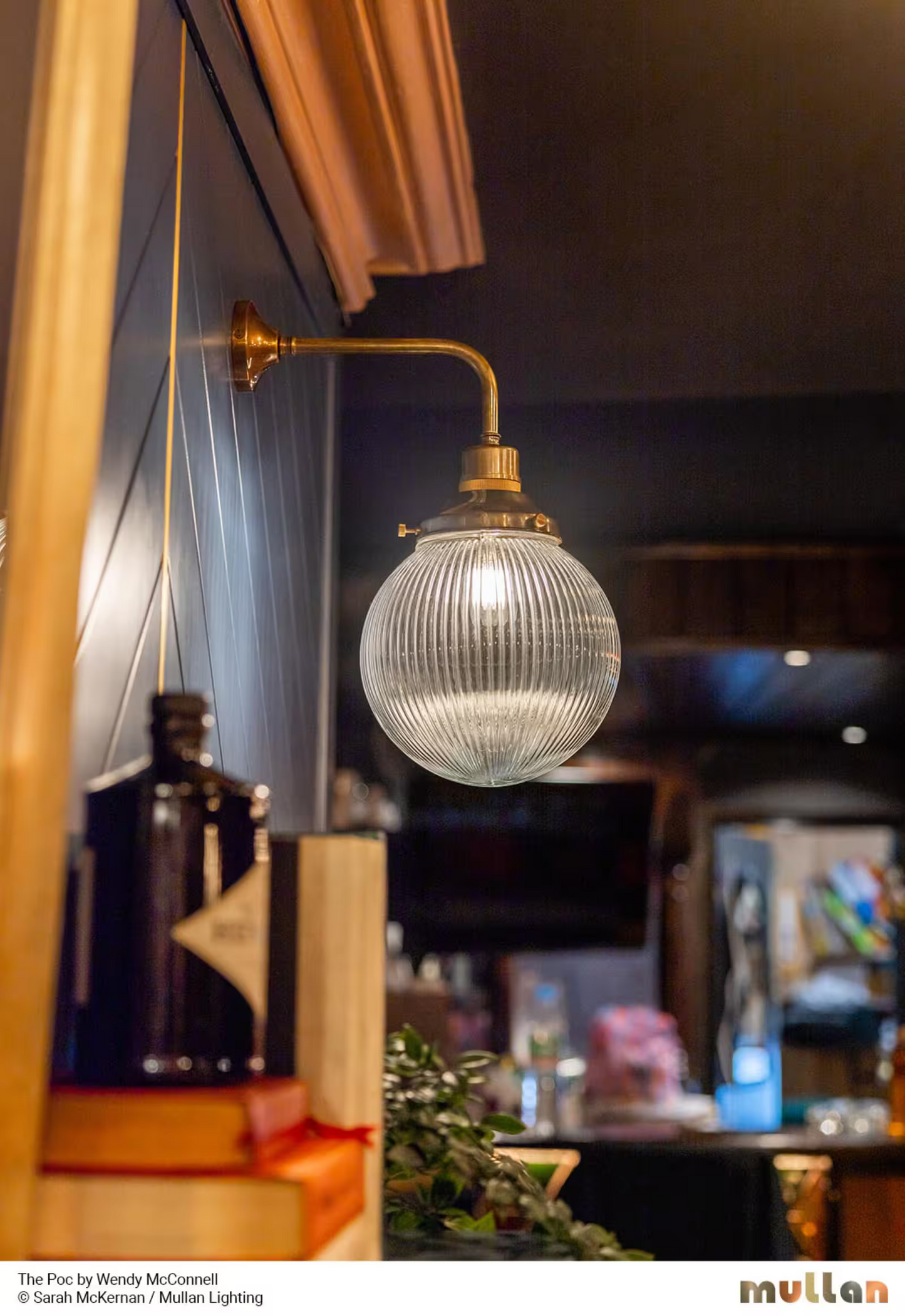 Stanley Small Holophane Glass Globe Wall Light