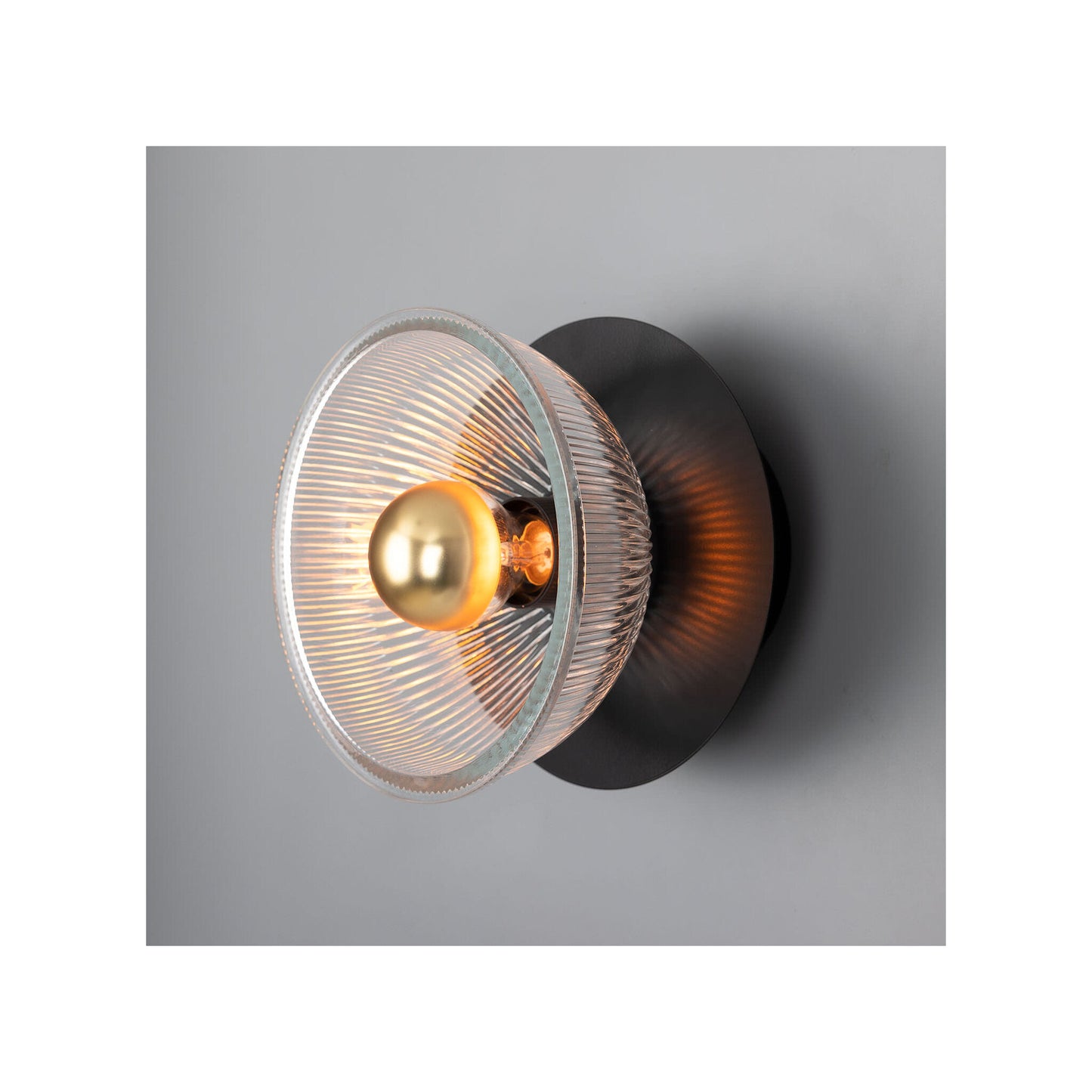 Eclipse Brass and Holophane Glass Dish Wall Light