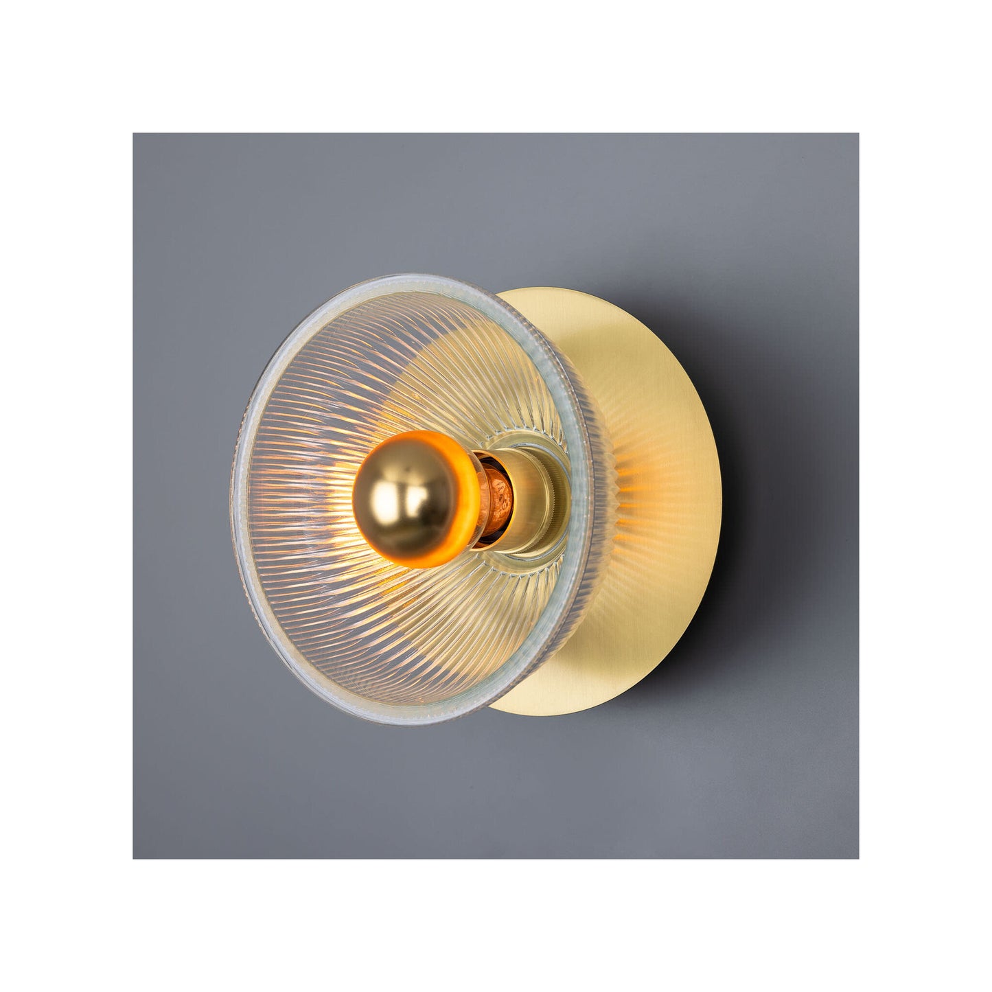 Eclipse Brass and Holophane Glass Dish Wall Light