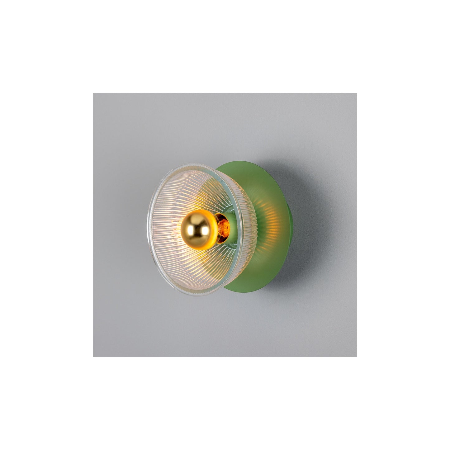 Eclipse Coloured Brass and Holophane Glass Dish Wall Light