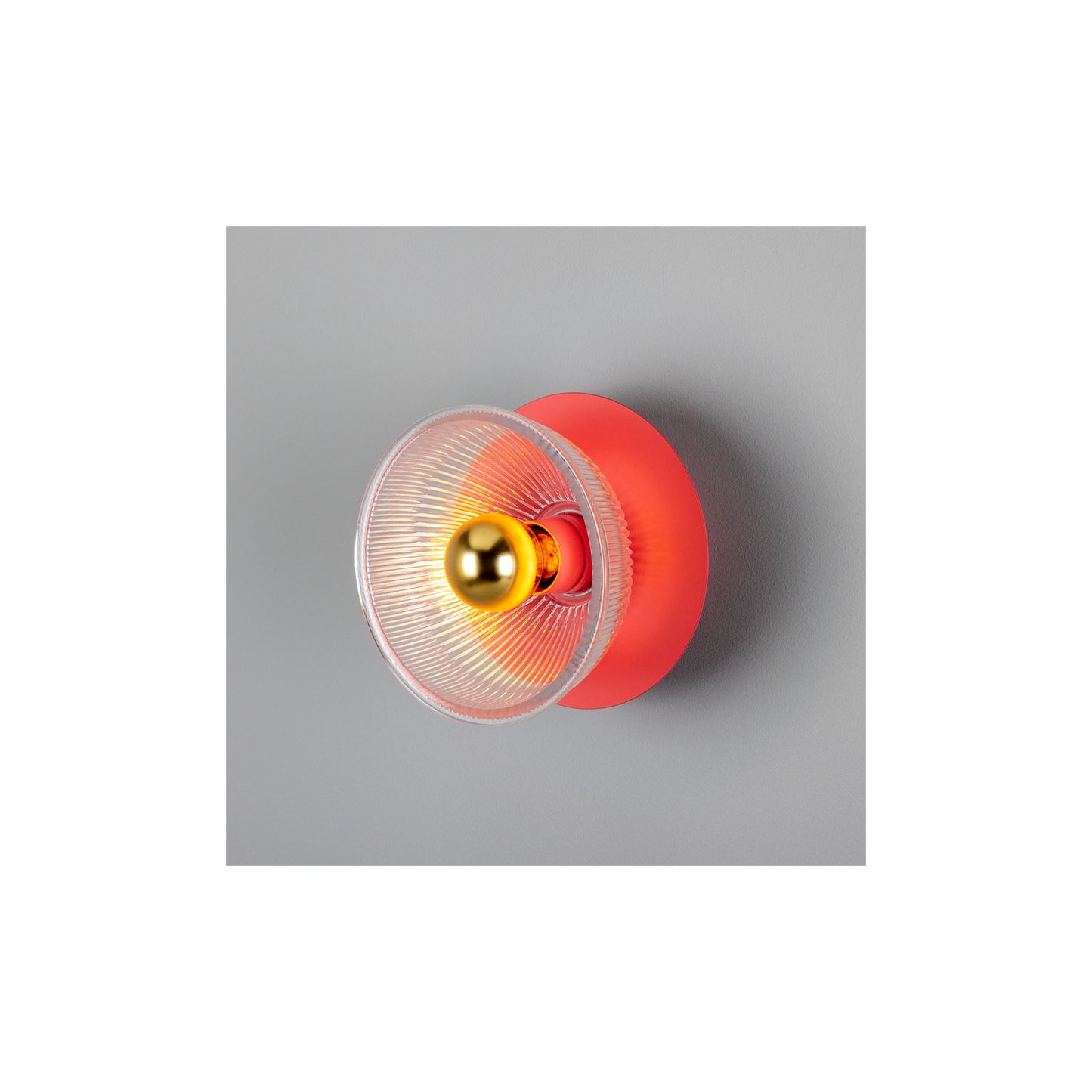 Eclipse Coloured Brass and Holophane Glass Dish Wall Light