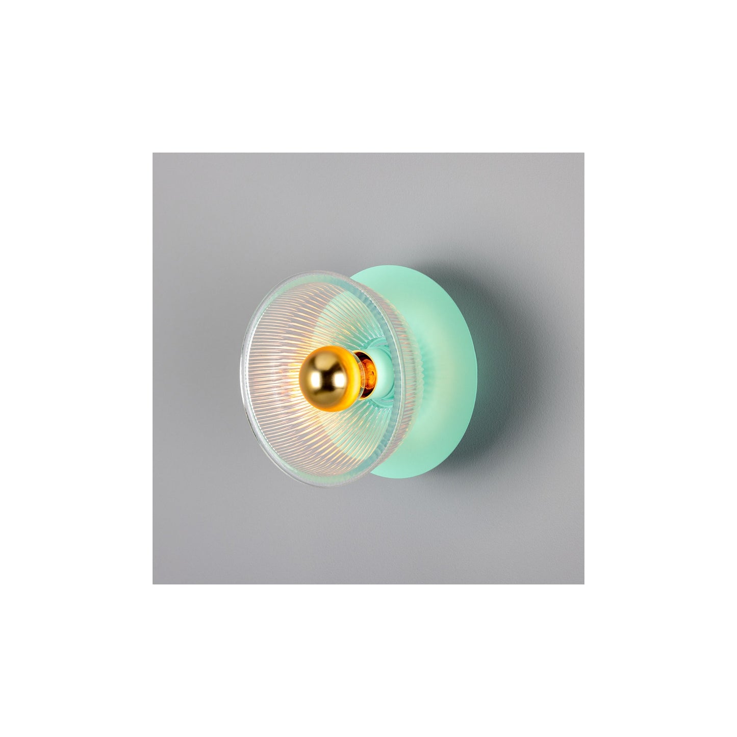 Eclipse Coloured Brass and Holophane Glass Dish Wall Light