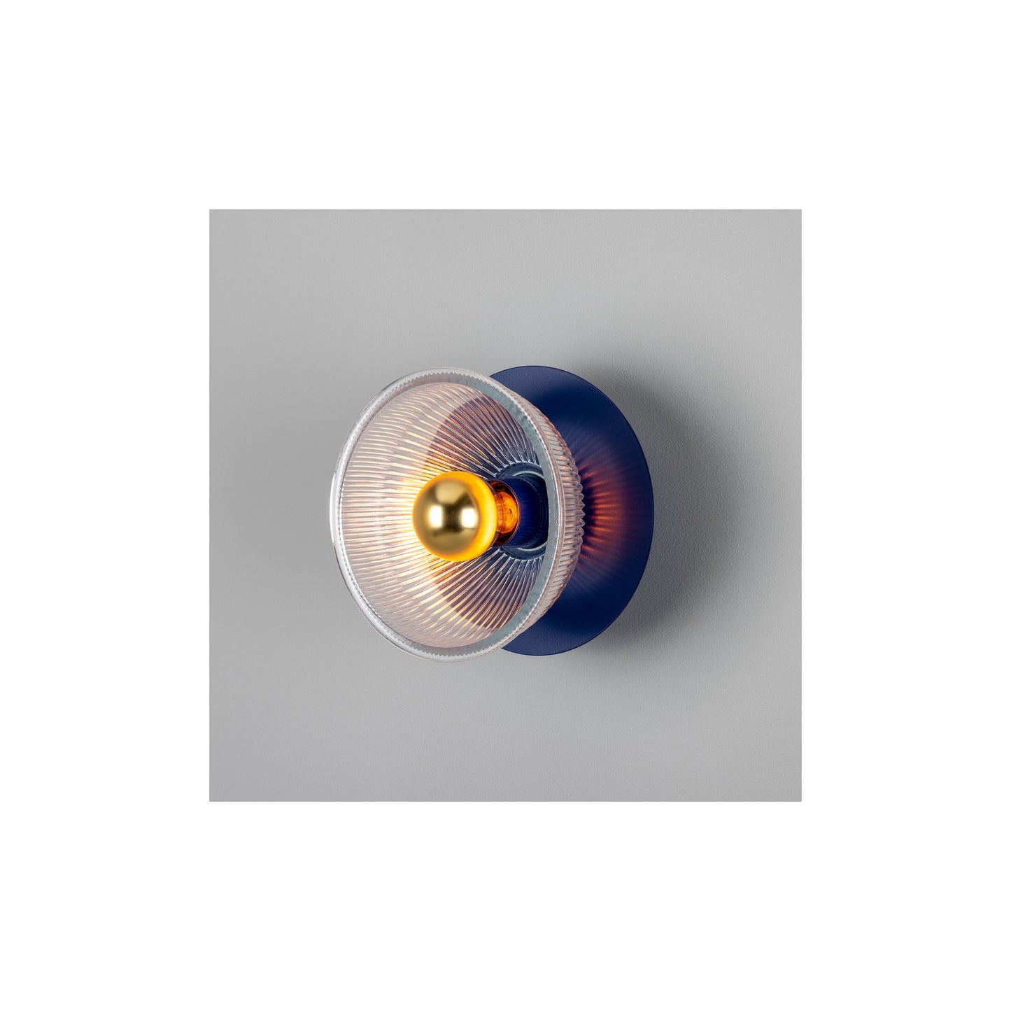 Eclipse Coloured Brass and Holophane Glass Dish Wall Light