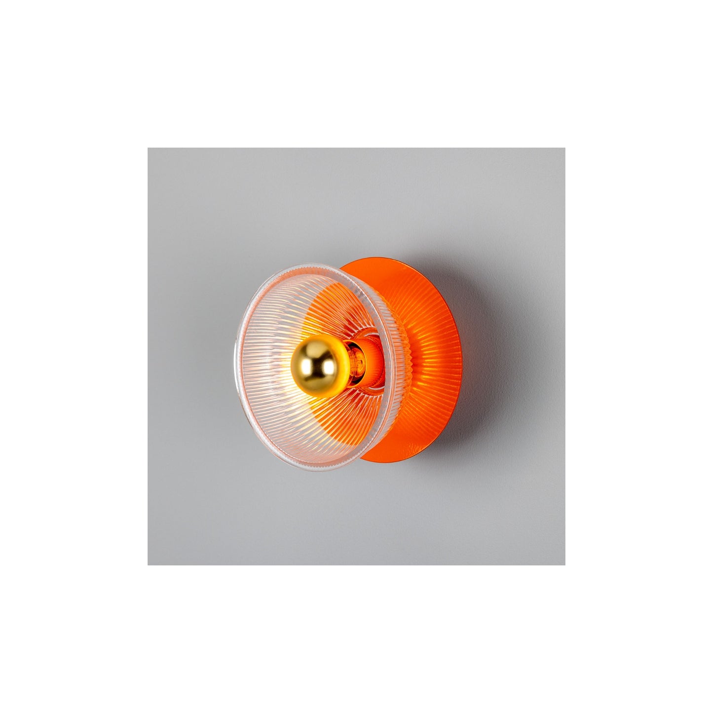 Eclipse Coloured Brass and Holophane Glass Dish Wall Light