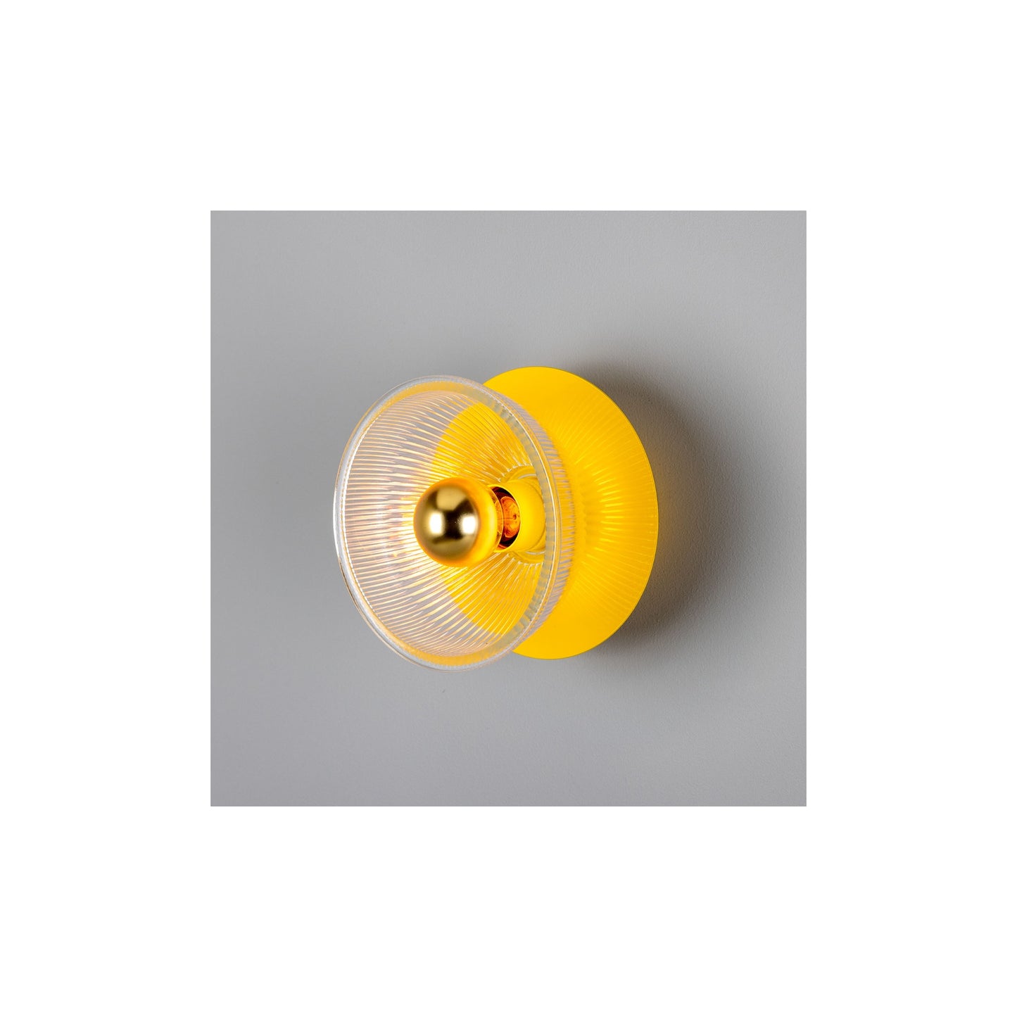 Eclipse Coloured Brass and Holophane Glass Dish Wall Light