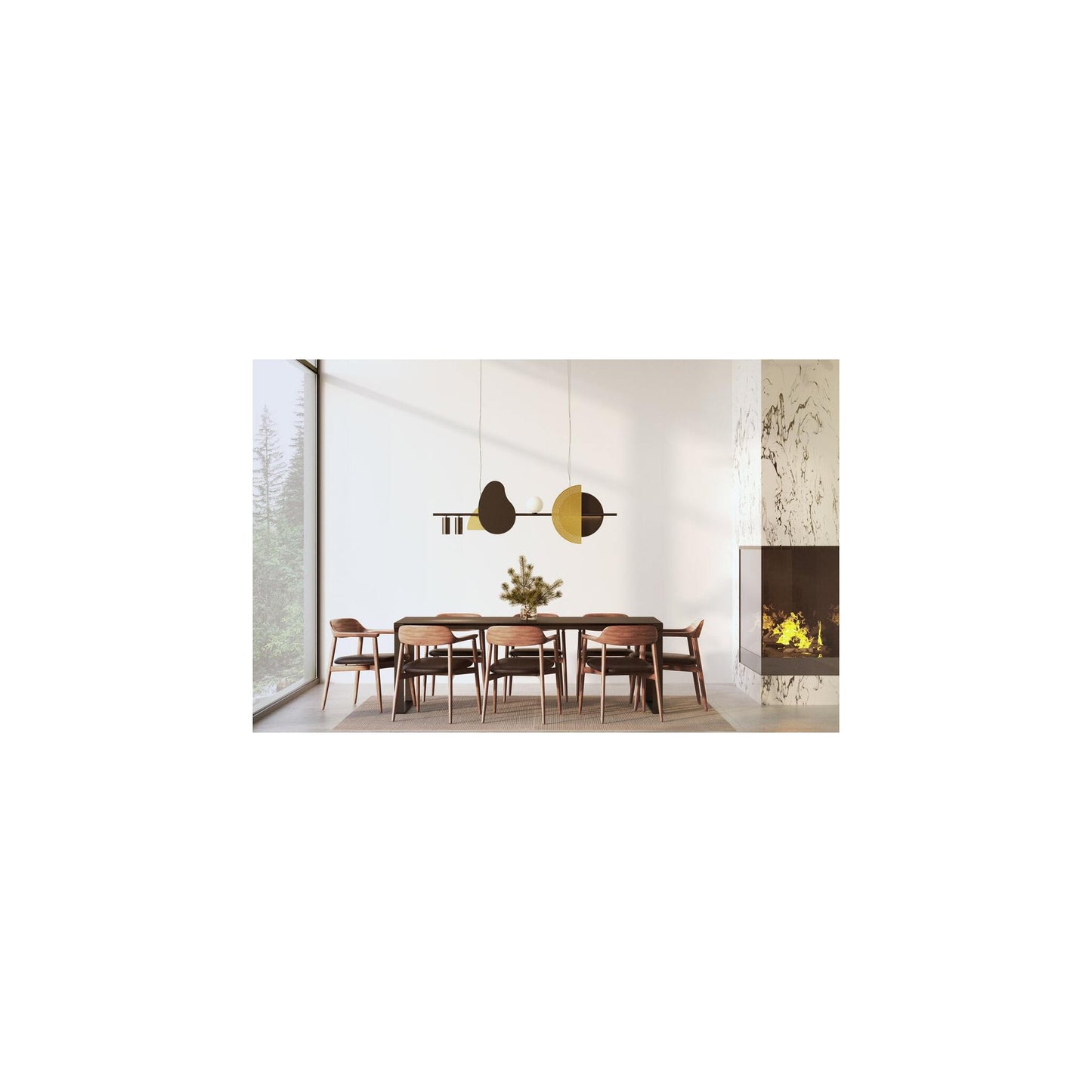 Nacho 1300 LED Pendant in Satin Brass and Satin Satin Graphite