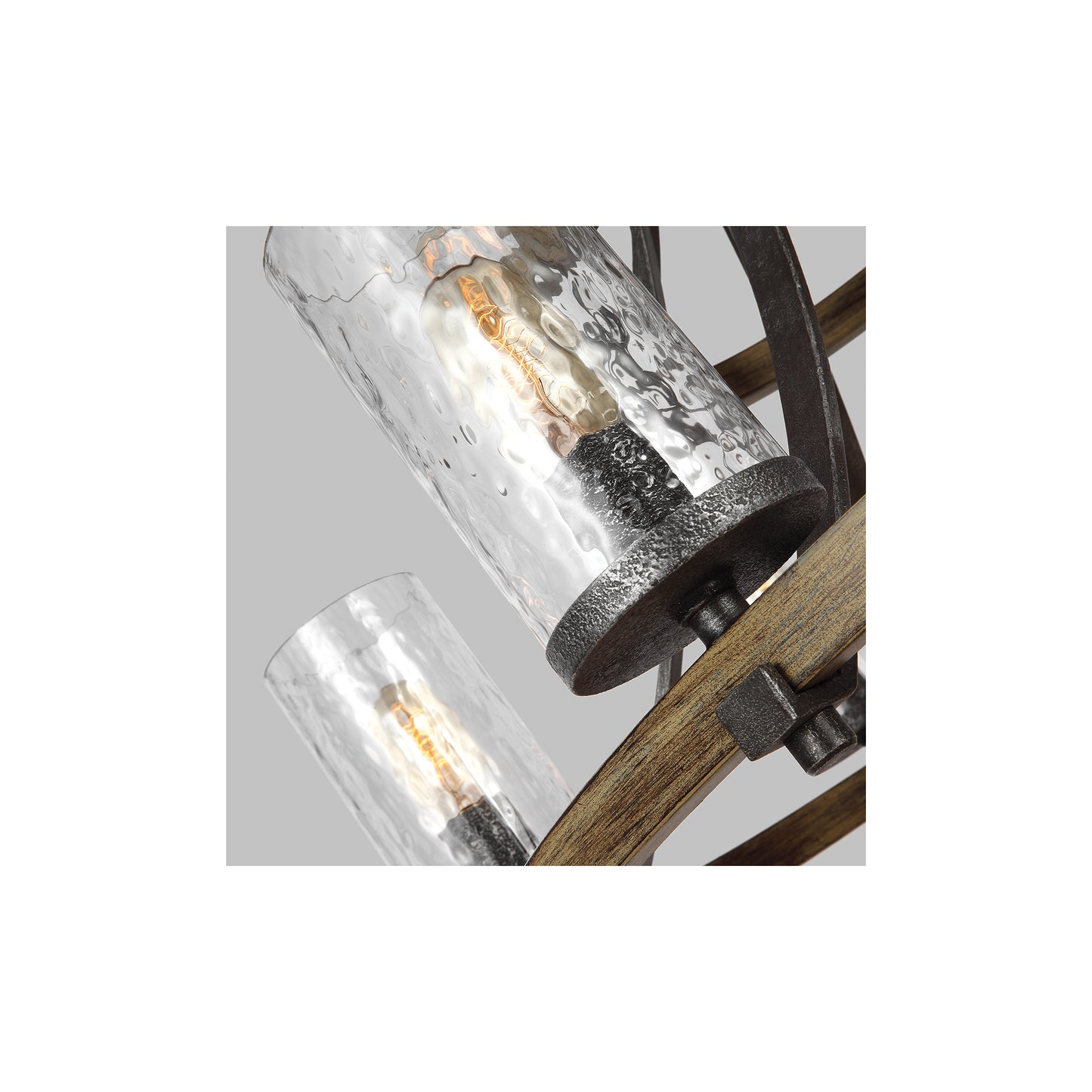 Angelo 9-Light Chandelier in Distressed Weathered Oak & Slate Grey Metal