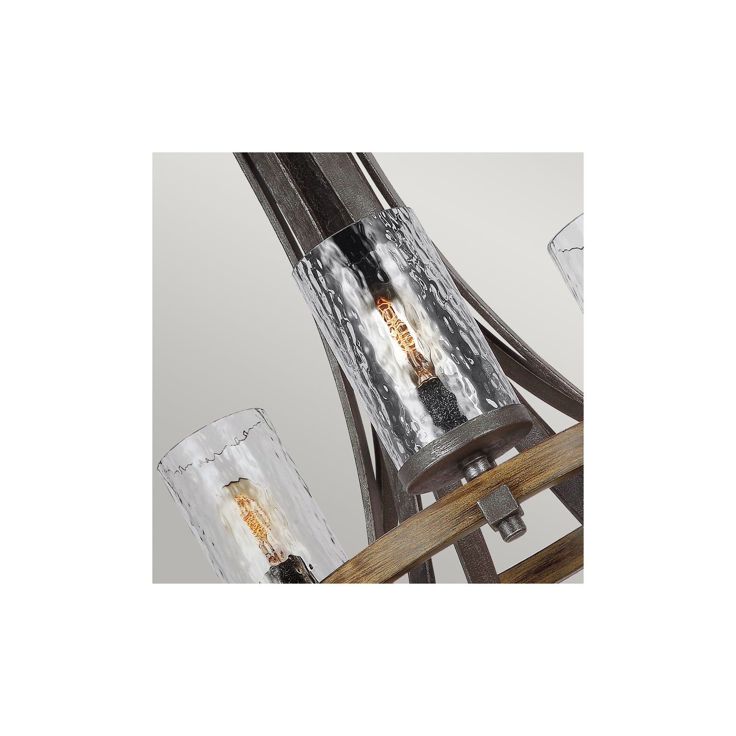 Angelo 9-Light Chandelier in Distressed Weathered Oak & Slate Grey Metal