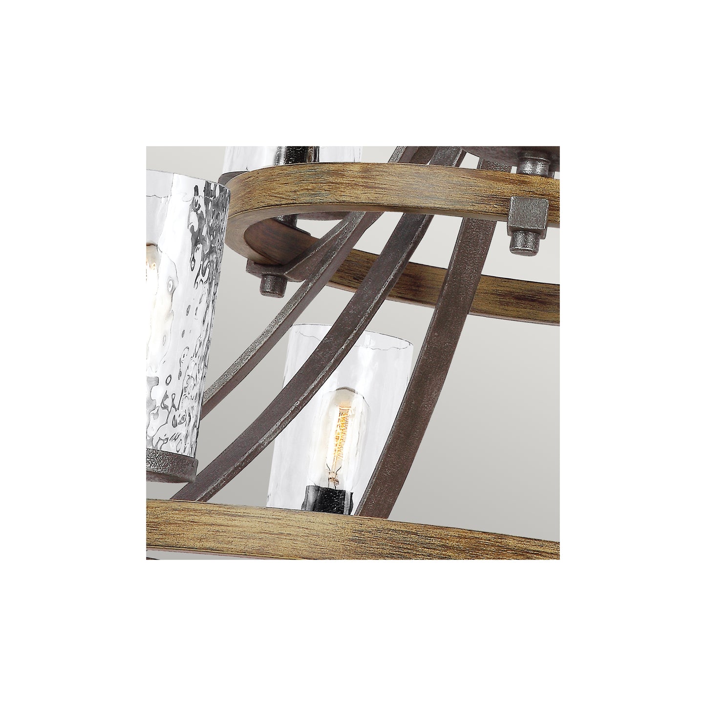 Angelo 9-Light Chandelier in Distressed Weathered Oak & Slate Grey Metal