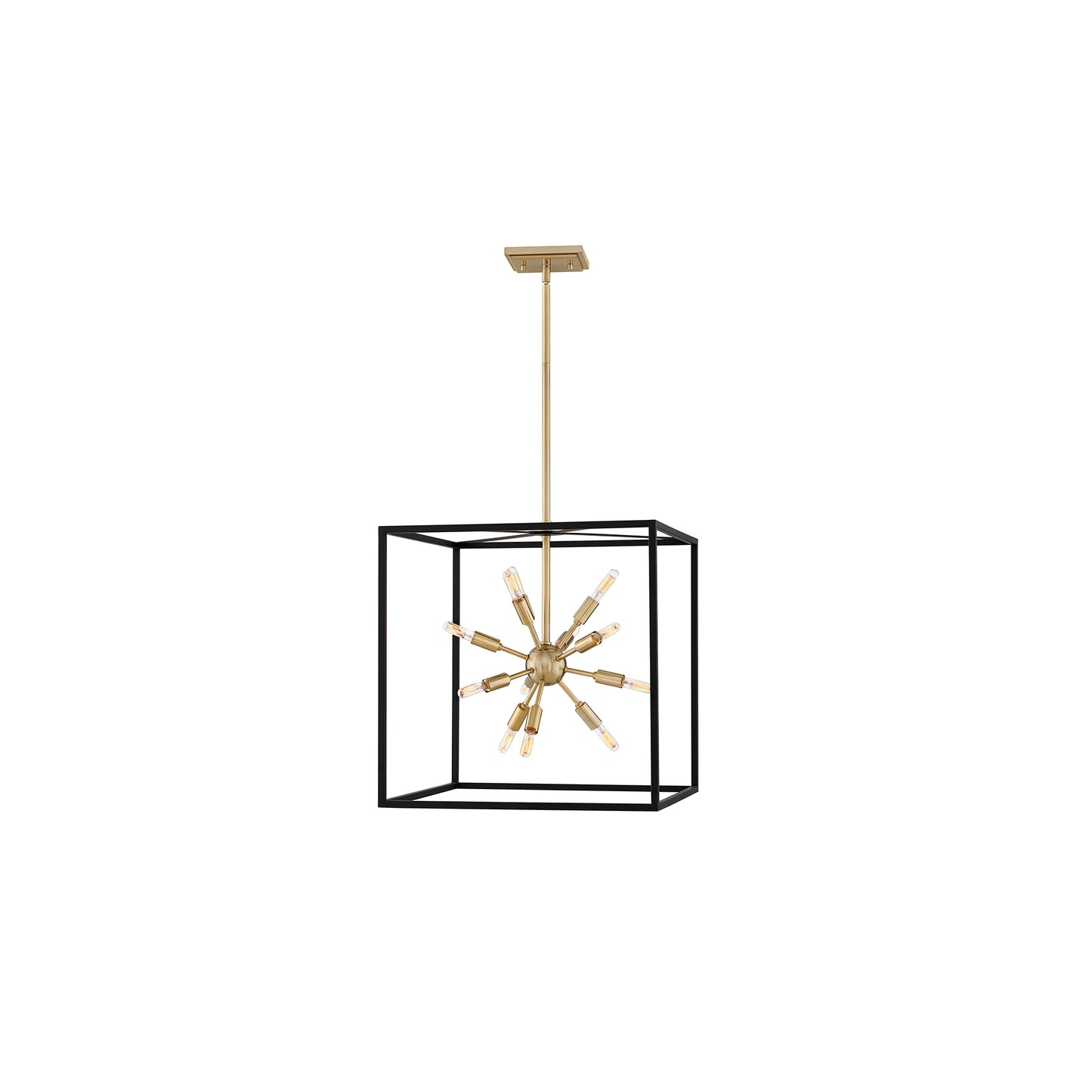 Aros 12-Light Pendant in Black & Warm Brass