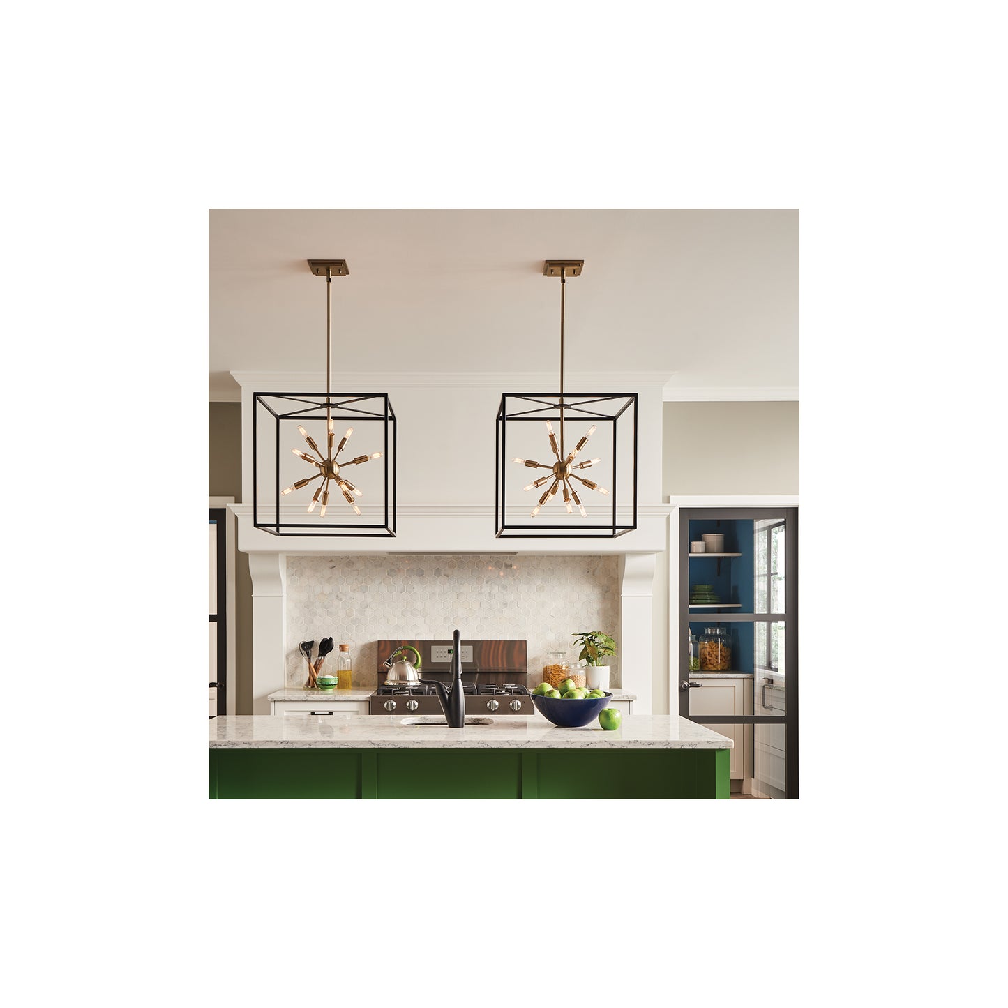 Aros 12-Light Pendant in Black & Warm Brass