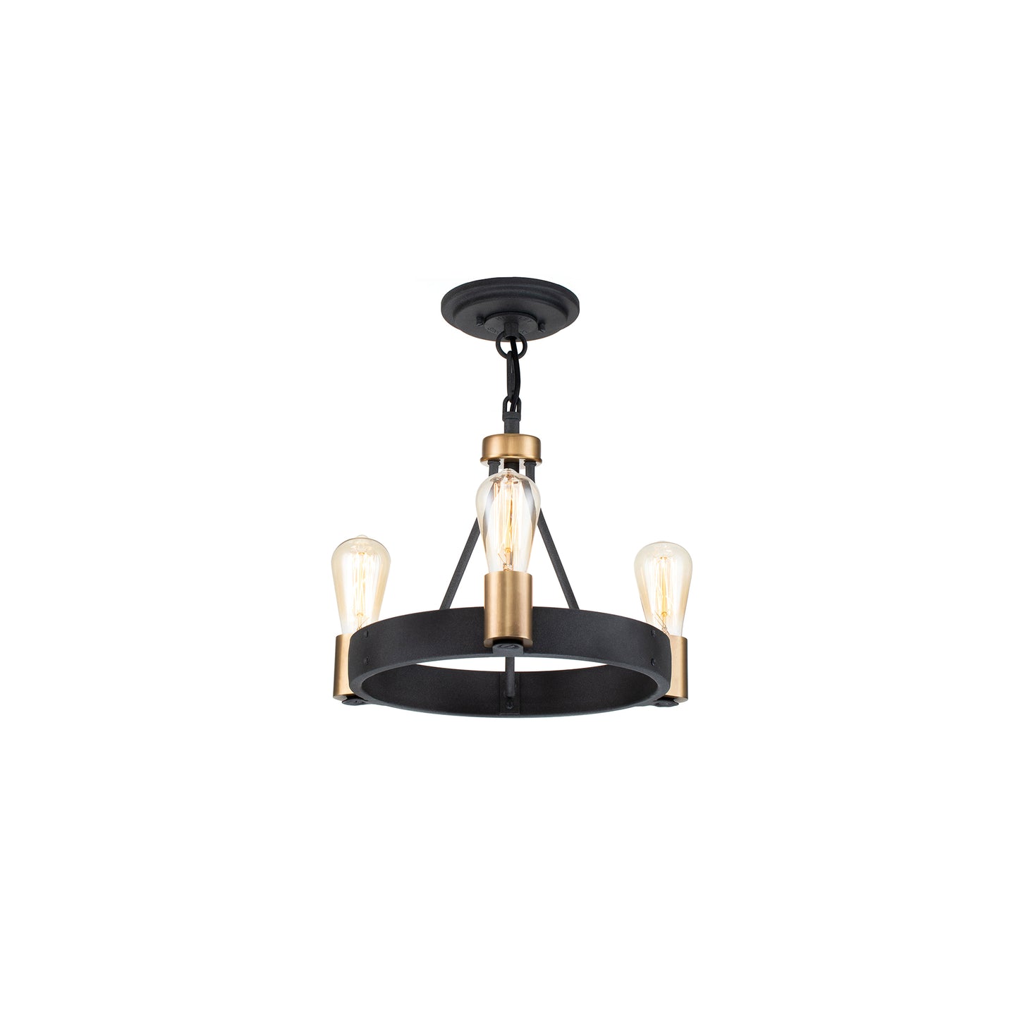 Silas 3-Light Pendant in Aged Zinc & Heritage Brass