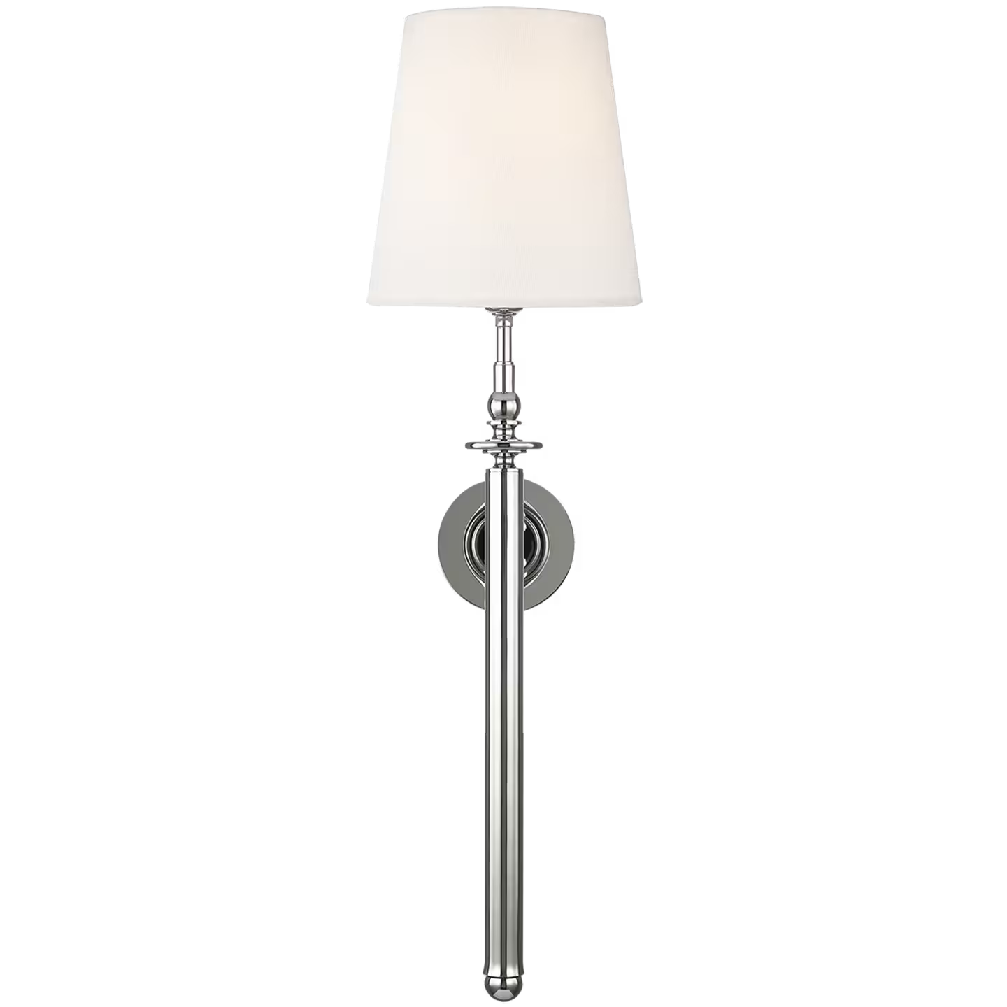 Capri Tail Sconce in Polished Nickel with Linen Shade