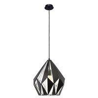 VINTAGE hanging-lamp 1-light E27 black, silver inside