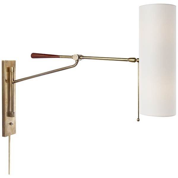 Visual Comfort Frankfort Articulating Wall Light with Linen Shade