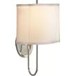 Visual Comfort Scallop Decorative Wall Sconce with Silk Shade in Soft Silver