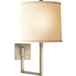 Visual Comfort Aspect Large Articulating Sconce with Ivory Linen Shade in Pewter