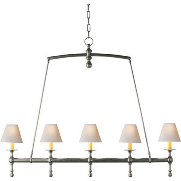 Visual Comfort Classic Linear Pendant with Natural Paper Shades