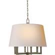 Visual Comfort Square 6-Light Tube Pendant with Natural Paper Shade in Antique Nickel