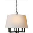 Visual Comfort Square 6-Light Tube Pendant with Natural Paper Shade in Bronze