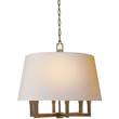 Visual Comfort Square 6-Light Tube Pendant with Natural Paper Shade in Hand-Rubbed Antique Brass