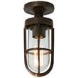 Mullan Lighting Oregon A Clear Glass Flush Ceiling Fitting IP65 in Antique Brass